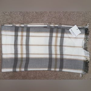 Liz Claiborne Cream and Gray Cashmere Winter Scarf - New with Tags!